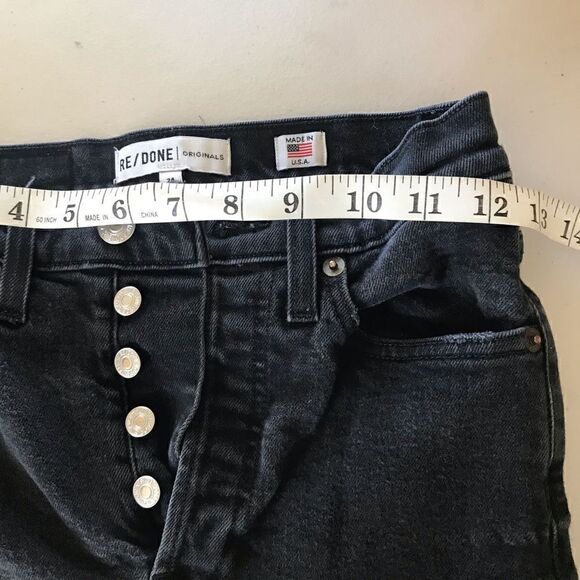 Re/done button fly dark was destroyed skinny fit busted knees raw hem - Picture 8 of 11